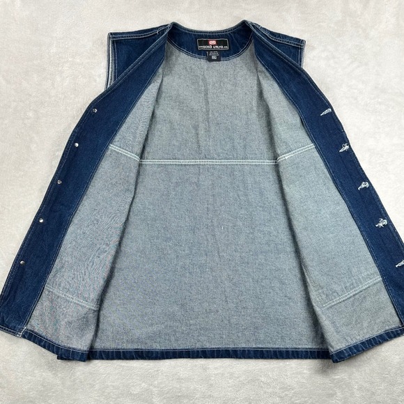 Vintage Ecko Unltd Denim Vest Mens XXL Blue Hip Hop 90s Streetwear Y2K Pockets - Picture 3 of 11